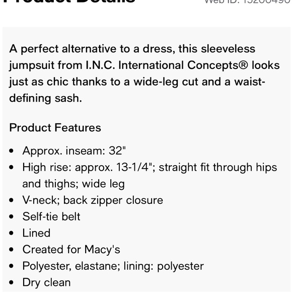 INC 14 Orange Sleeveless Jumpsuit nwt for Macy’s - Picture 9 of 9